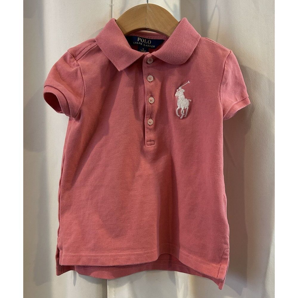 Ralph Lauren Polo Shirt Girls Sz 5 Pink Big Pony Logo